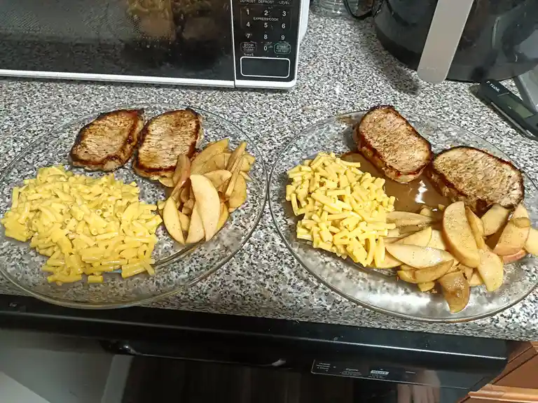 Pork chops? Absolutely! Cinnamon apples? You bet! But when it comes to laziness, it's all about that mac and cheese life!