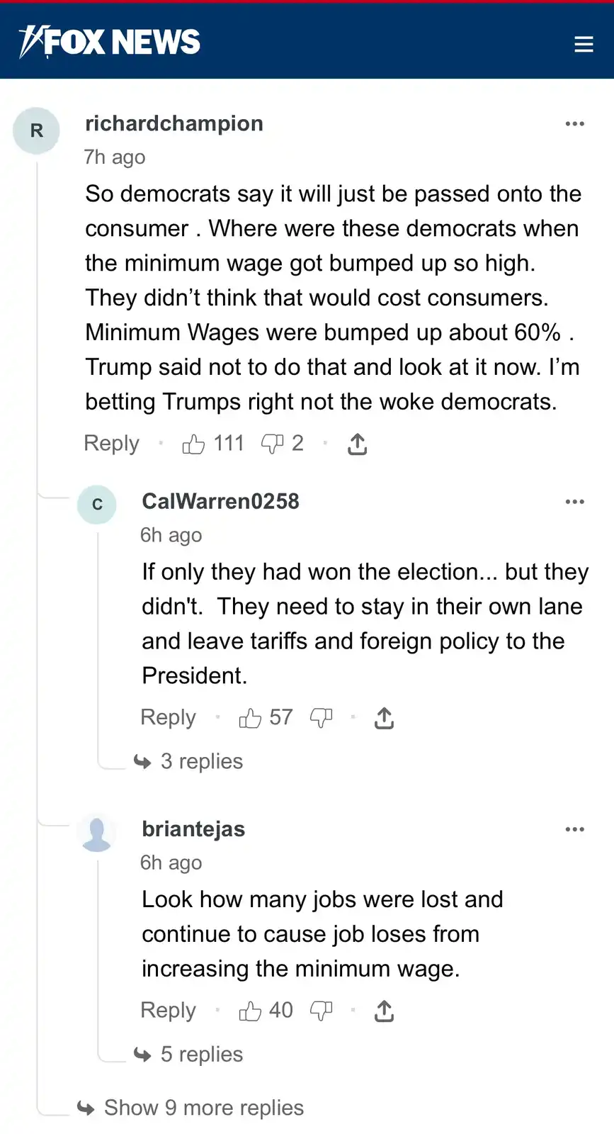 A screenshot of a Fox News comment section shows a user named richardchampion's comment criticizing Democrats for allegedly…