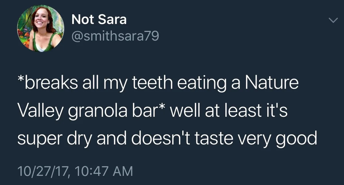 A screenshot of a tweet from a user named 'Not Sara' (@smithsara79) with a profile picture of a smiling woman. The tweet…