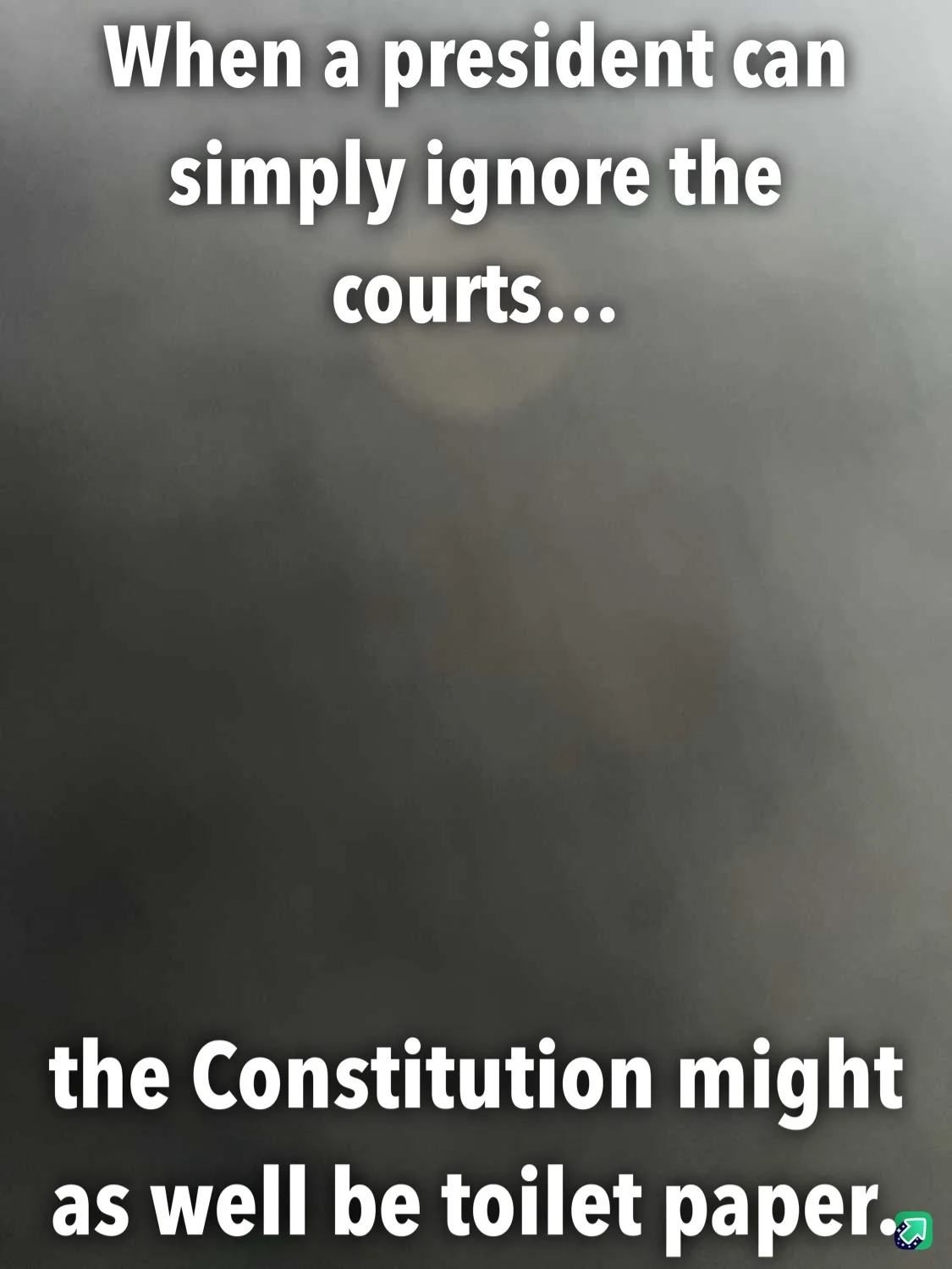The image shows a blurry, dark gray background with faint, indistinct shapes. Overlaid in large white text are two lines…