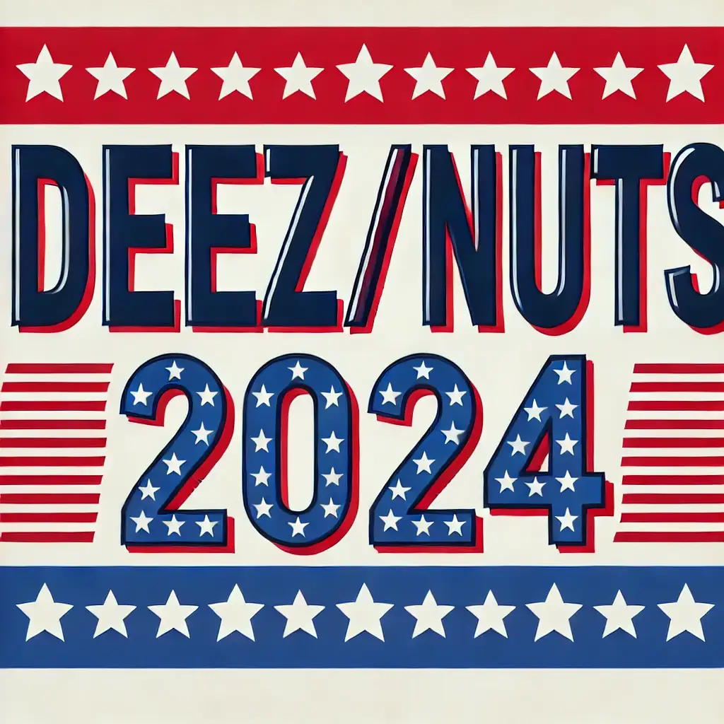 The image displays a graphic resembling an American political campaign poster, featuring red, white, and blue colors with…