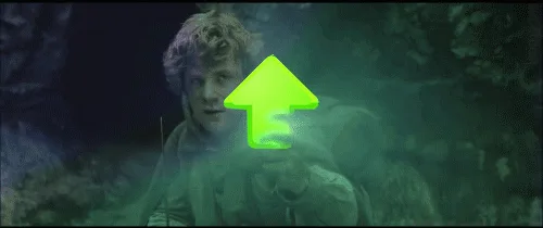 The image shows a sequence of three panels featuring a young man with curly hair holding a glowing green arrow pointing…