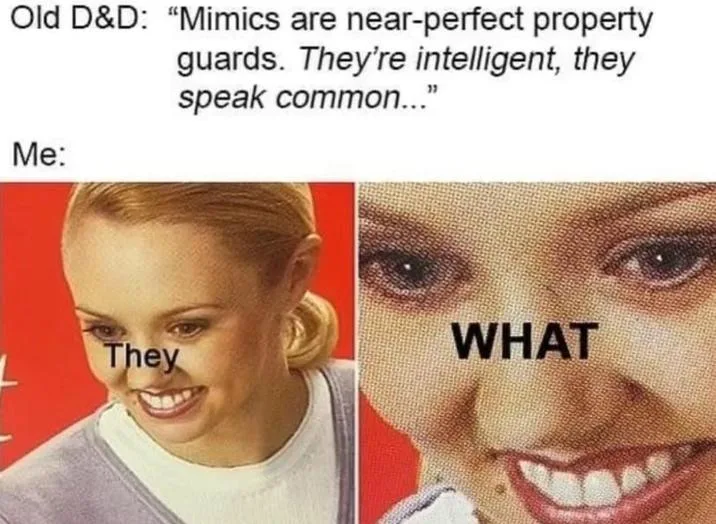 The image is a split-screen meme featuring a woman's face. On the left, she smiles with the word 'They' overlaid near her…