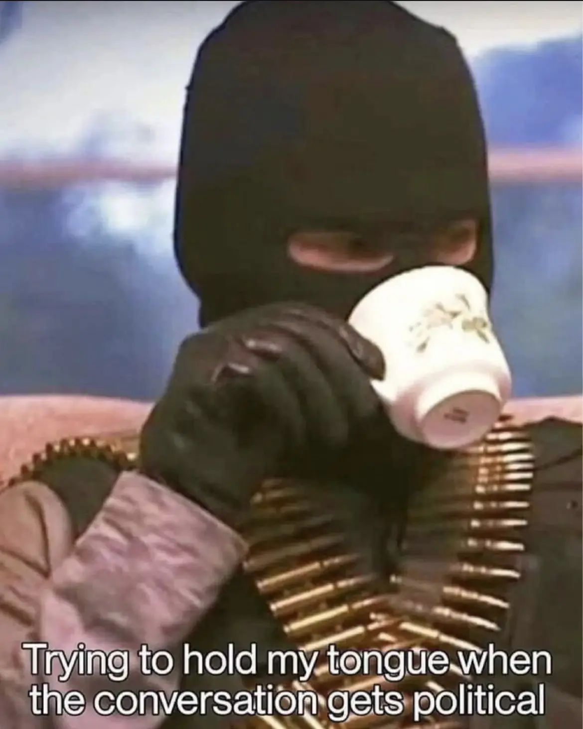 Sipping tea while waiting patiently for the drama to unfold
