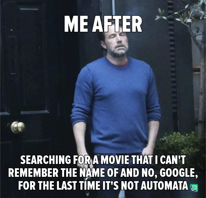 A man in a blue sweater stands with his eyes closed and head tilted down, looking exhausted. The text overlaid on the image…
