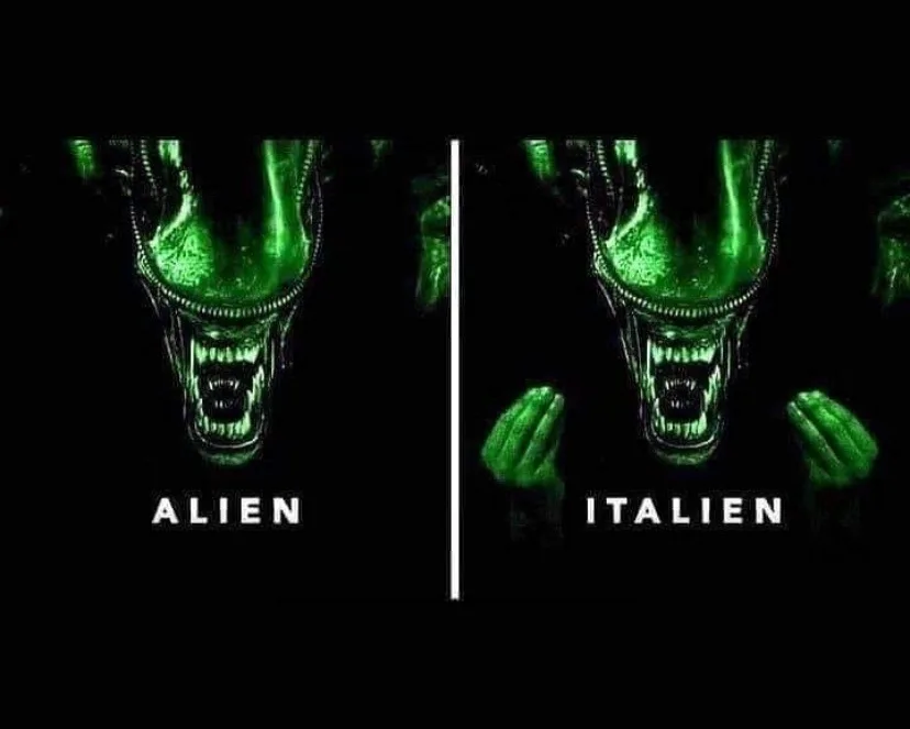 The image displays a split-screen of the iconic green Alien creature from the movie franchise. The left side shows the Alien…
