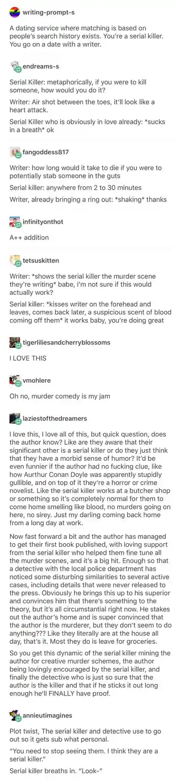 The image displays a screenshot of a Reddit thread where users are collaboratively writing a fictional story. The initial…