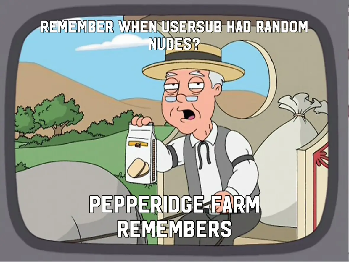 A cartoon image of an elderly man in a straw hat and vest holding a Pepperidge Farm bread box, looking nostalgic. The text…