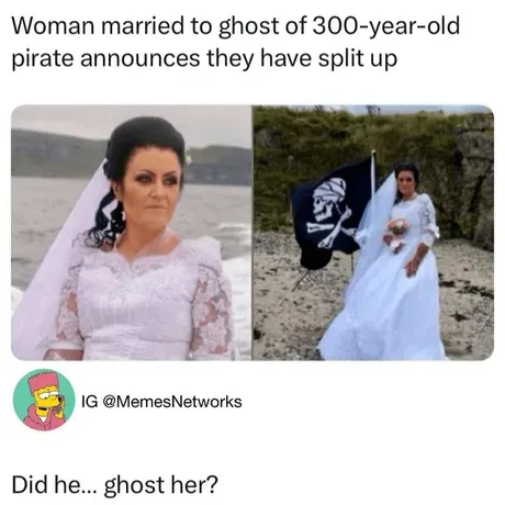 The image shows a split-screen of a woman in a white wedding dress. On the left, she stands solemnly by water with a neutral…