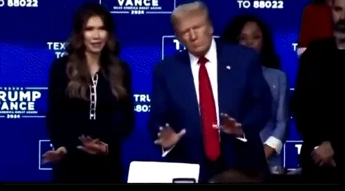 A split-screen image shows Donald Trump and Melania Trump at a debate, with Melania gesturing animatedly while Trump looks…