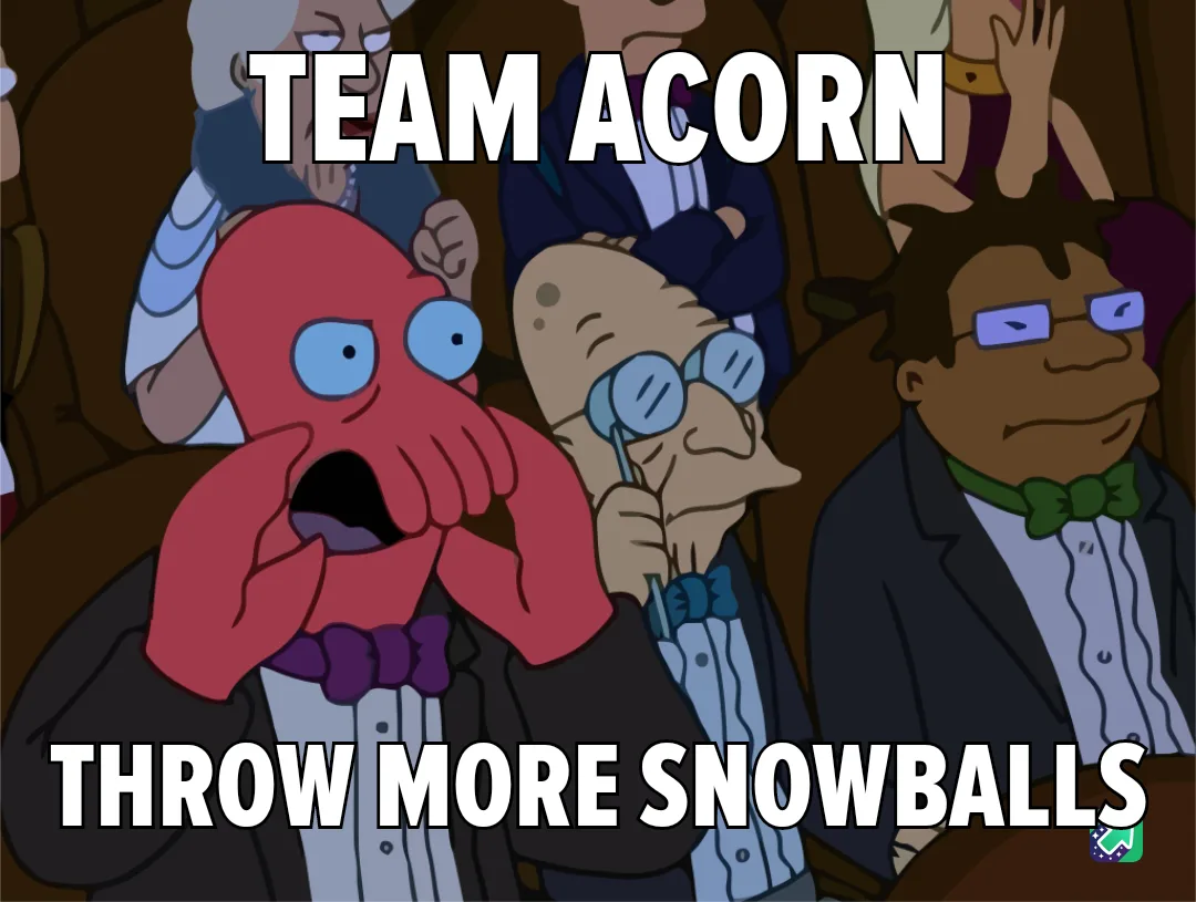 An image from the animated show Futurama shows a red octopus character in a tuxedo with a shocked expression, hands over…