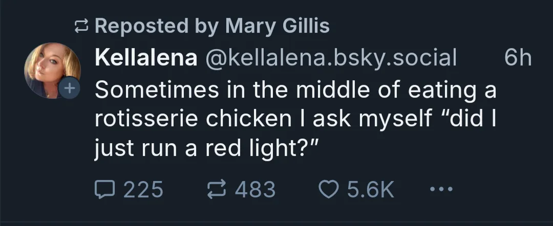A screenshot of a reposted social media post from user Kellalena, showing a dark-themed interface with a circular profile…