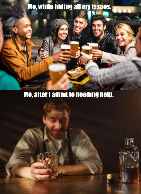 The top panel shows a group of five smiling friends toasting with beer glasses at a table outdoors at night. The bottom…