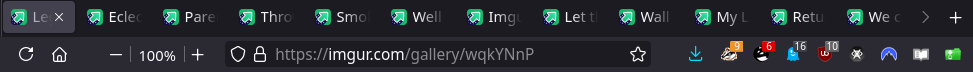 A screenshot of a web browser's address bar and toolbar, showing a URL to an Imgur gallery. The browser has multiple tabs…