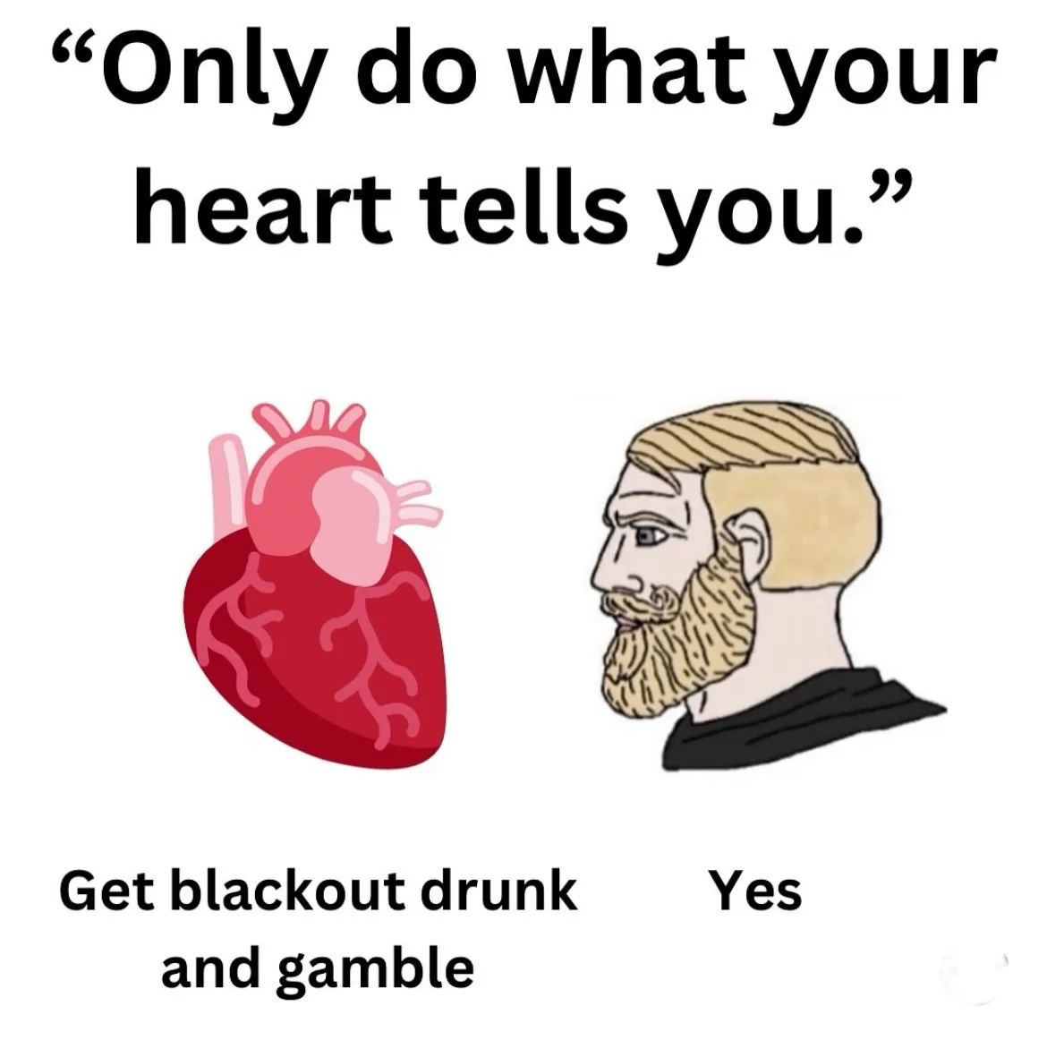 An illustration shows a cartoonish anatomical heart and a man with a beard and short hair. The heart says 'Get blackout…