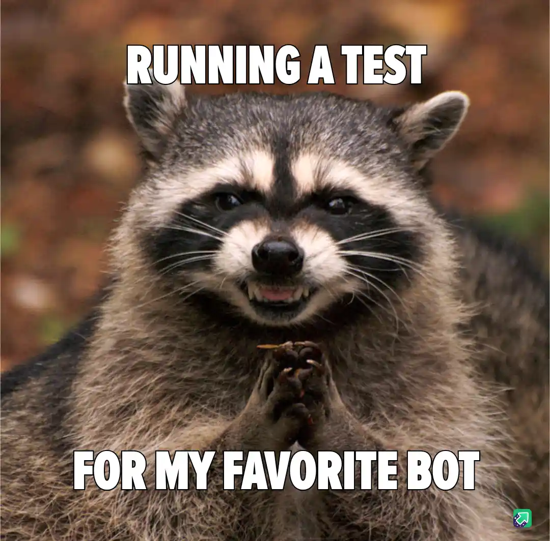 A close-up photo of a raccoon with a smug, self-satisfied expression, its paws clasped together in front of its chest as if…