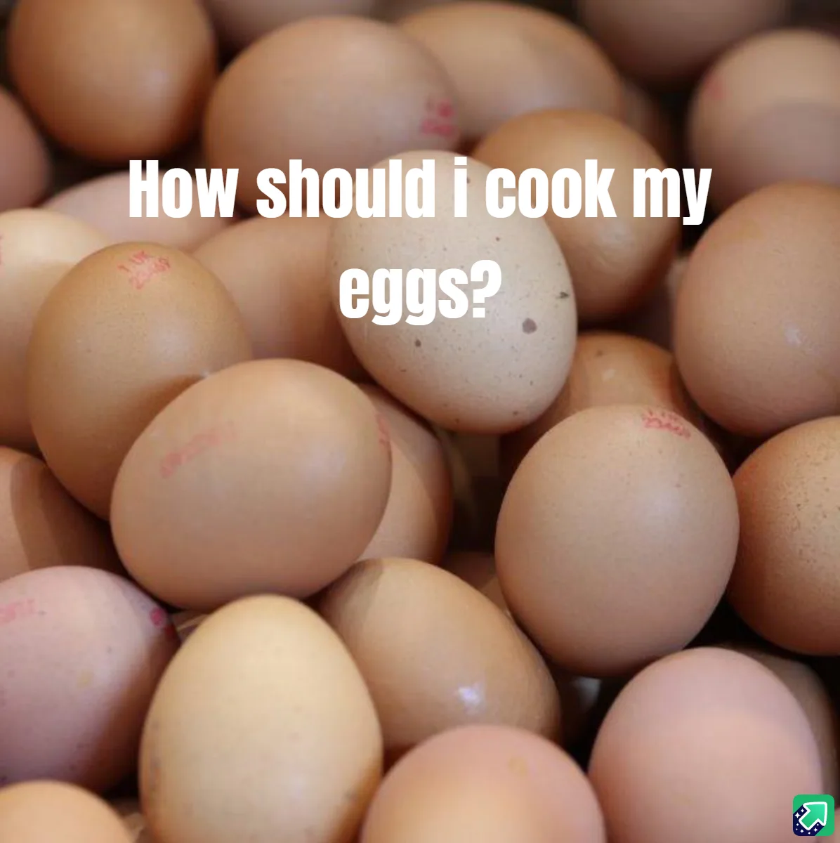 A close-up image shows a large pile of brown eggs, some with faint red stamps, overlaid with the white text 'How should i…
