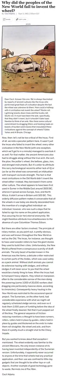 The image shows a cartoon of a caveman standing next to a stone-age car, with an elephant in the background. The overlaid…