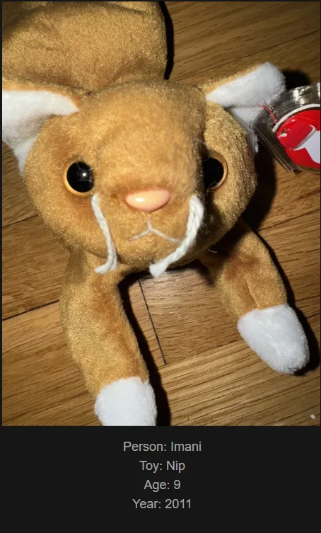 A close-up photo of a brown plush toy resembling a beaver or otter with white-tipped paws and a white mustache-like feature…
