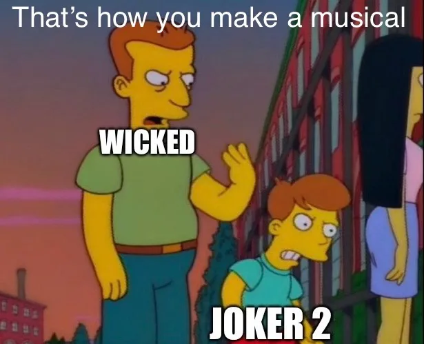 A still from The Simpsons shows a tall man gesturing while speaking, with a young boy looking up at him in awe. The text…