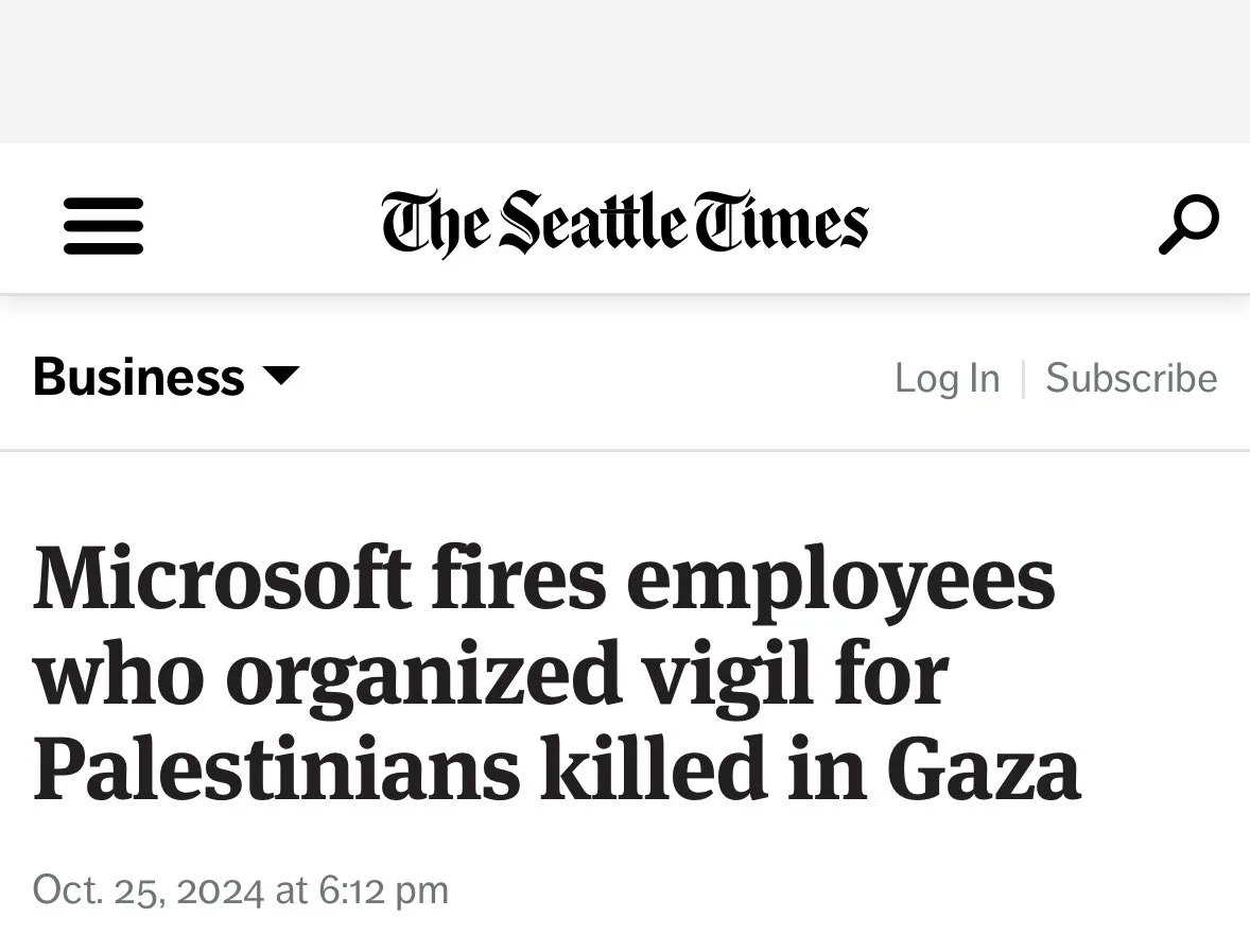 A screenshot of a The Seattle Times article from the Business section dated Oct. 25, 2024, with the headline 'Microsoft…