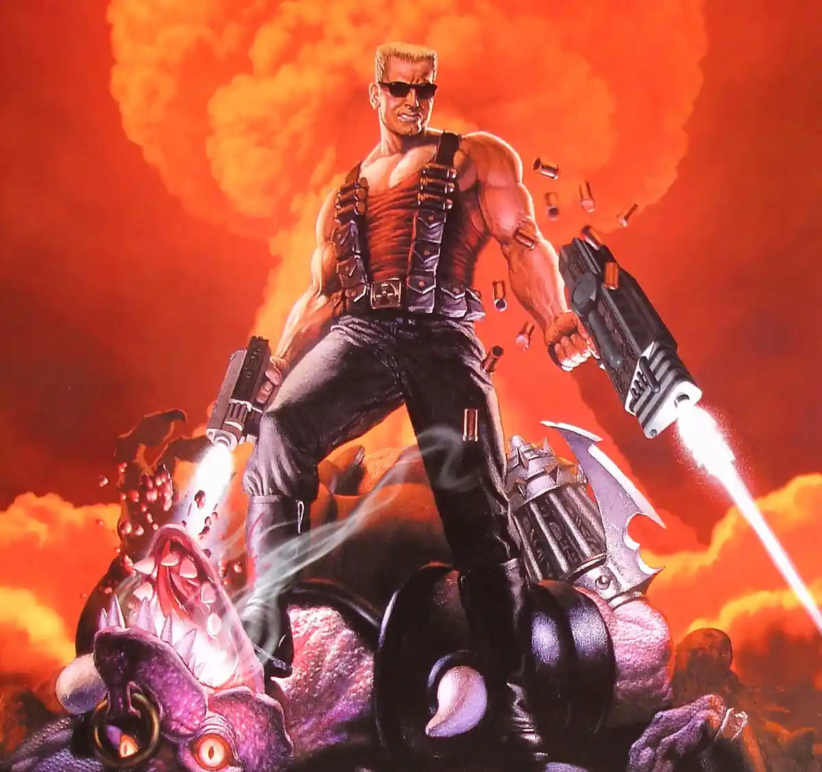Cropped Duke Nukem cover art reimagined for a Magic: The Gathering card