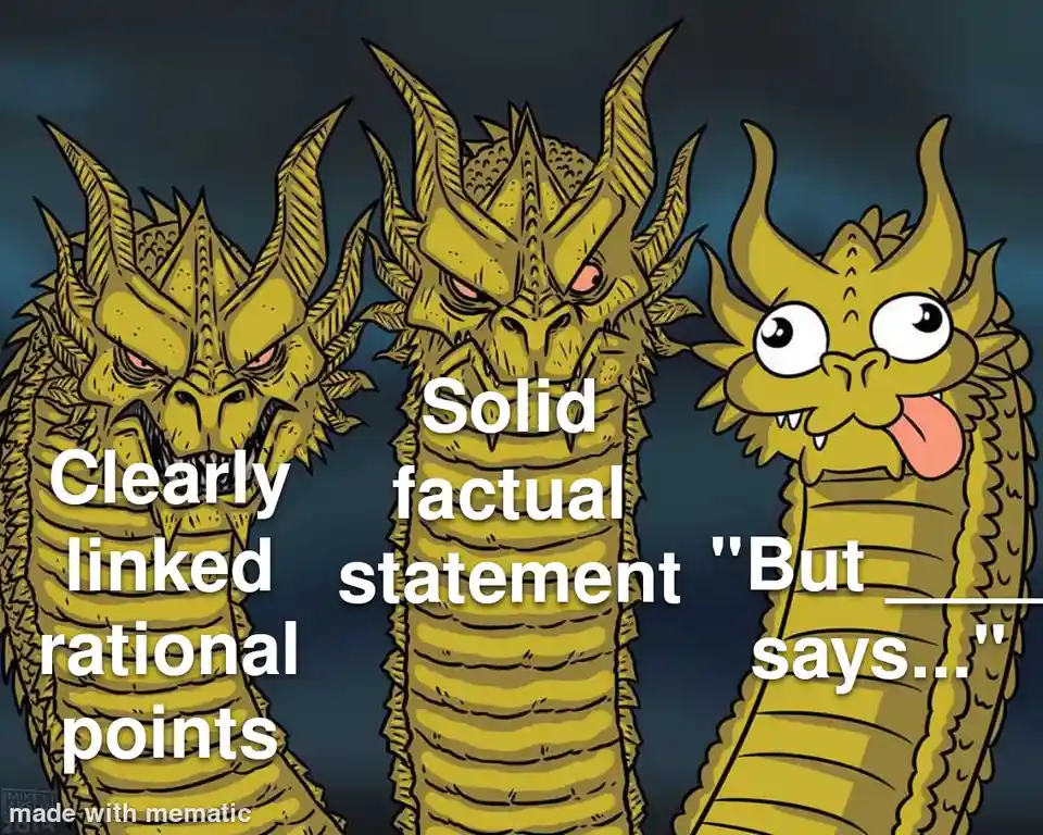 Three cartoonish yellow dragons stand side by side against a dark background. The dragon on the left has a stern expression…