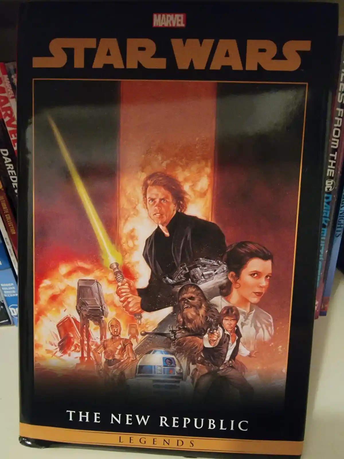 A Marvel Star Wars Legends hardcover book titled 'The New Republic' features a dynamic cover illustration with Luke…
