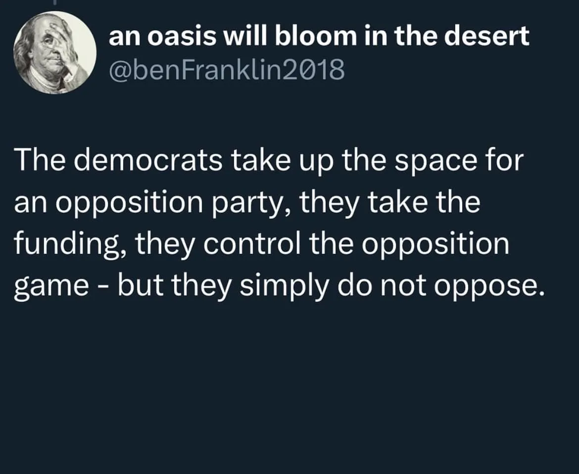 A dark blue Twitter-style post features a circular profile picture of Benjamin Franklin with his hand on his forehead. The…