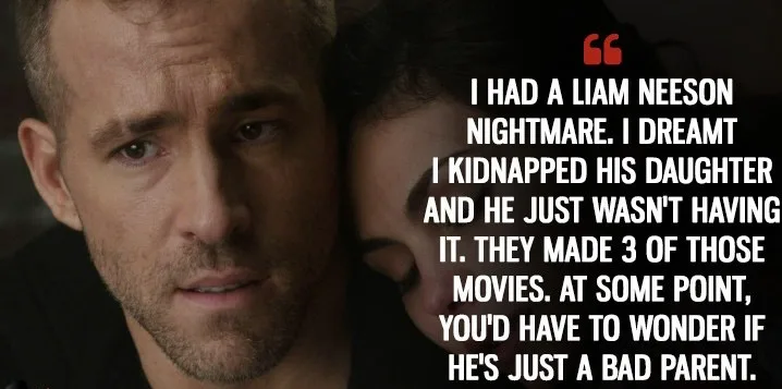 A close-up image of actor Ryan Gosling looking concerned, with a woman partially visible beside him. Overlaid white text in…