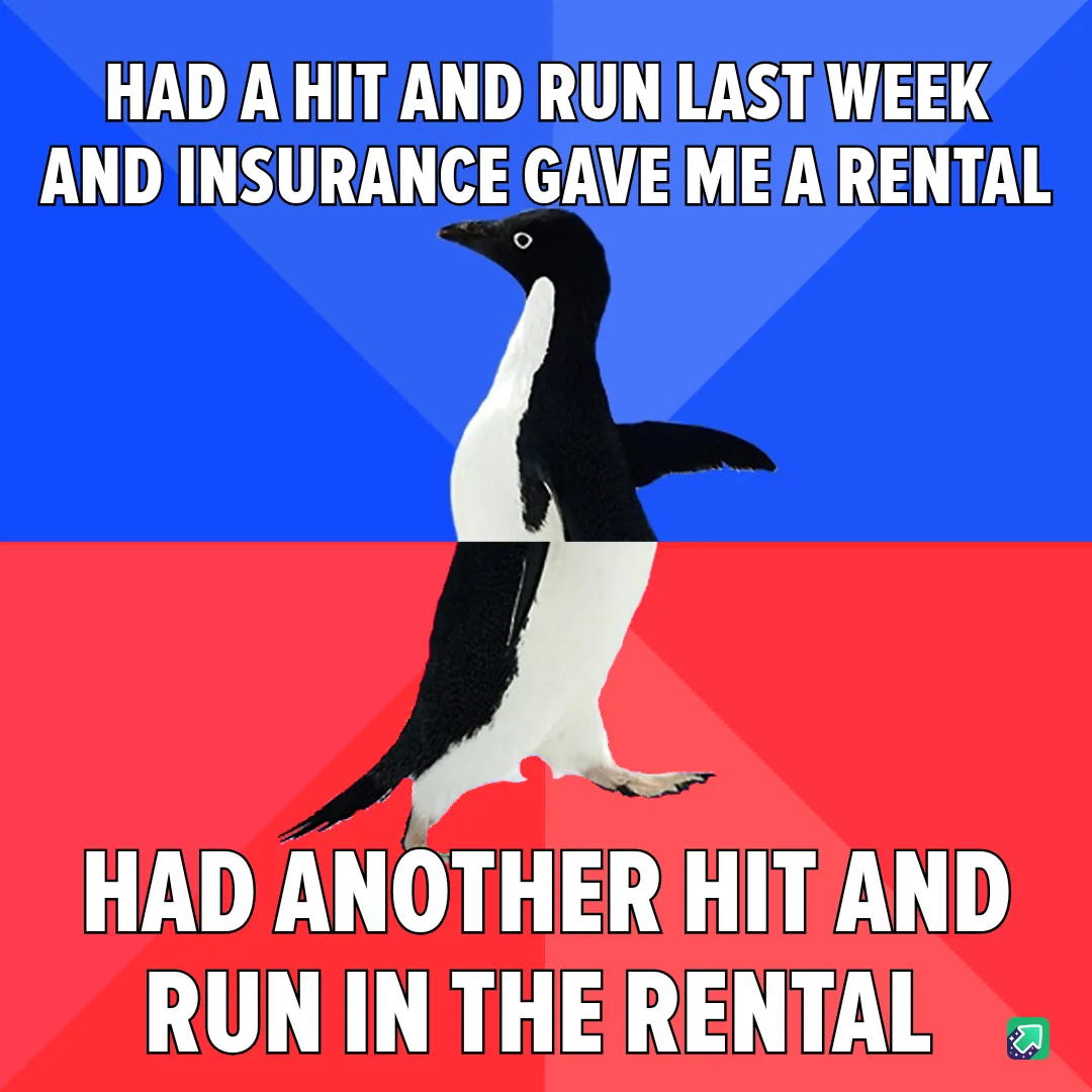 A penguin stands centered against a blue and red background, with white bold text above and below. The top text reads 'HAD A…