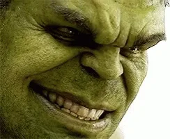 The image displays six sequential close-up shots of the Hulk's face, arranged in two rows of three. The top row shows him…