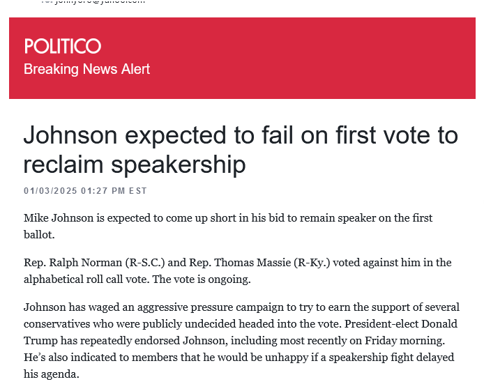 A screenshot of a Politico news article with a red header reading 'POLITICO Breaking News Alert'. The headline states…