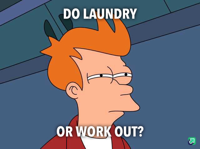 A cartoon man with spiky orange hair and glasses looks sideways with a bored expression. White text overlaid reads 'DO…