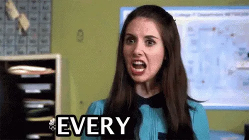 A six-panel meme featuring a woman in a teal uniform with a black collar, shown in various expressions of shock and…