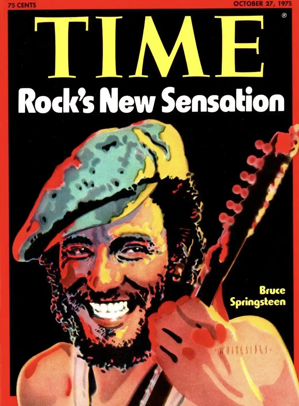 The image is a vintage TIME magazine cover from October 27, 1975, featuring a stylized, colorful illustration of Bruce…