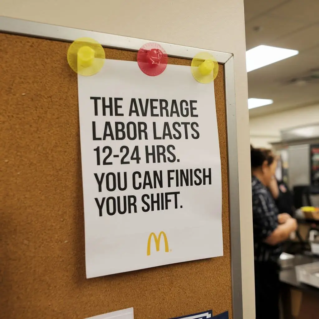 A white paper with bold black text is pinned to a corkboard with three colorful thumbtacks. The text reads 'THE AVERAGE…