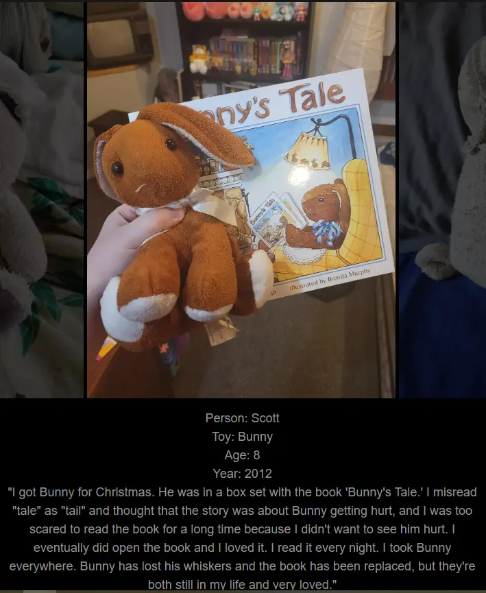 Day 761: Join Me on My Website Celebrating Childhood Toys - Meet Bunny, Our Newest Addition!