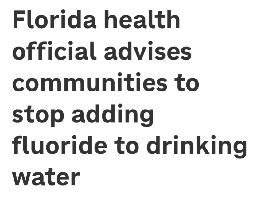 The image displays bold black text on a plain white background. The text reads: 'Florida health official advises communities…
