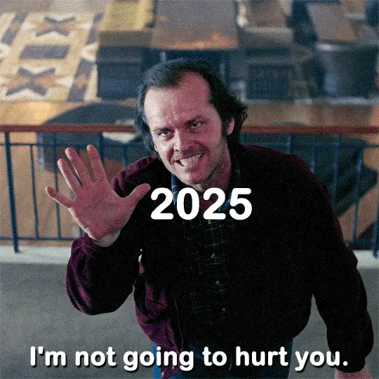 A six-panel grid shows Jack Nicholson as the character from 'The Shining' in a stadium, repeatedly saying 'I'm not going to…