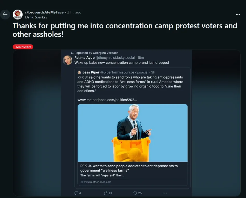 The image shows a screenshot of a social media post that includes a photo of Robert F. Kennedy Jr. standing inside a yellow…