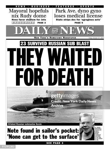 A black and white newspaper front page from the Daily News dated October 7, 2000, featuring a large headline 'THEY WAITED…
