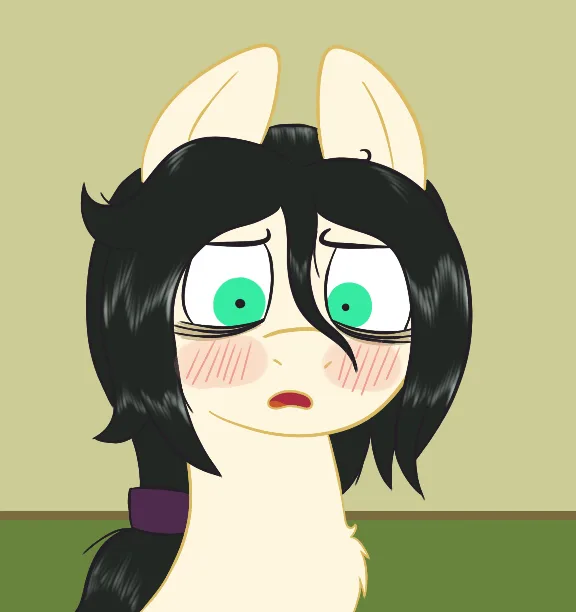 A six-panel grid shows an anime-style character with black hair, green eyes, and bunny ears, displaying a progressively more…
