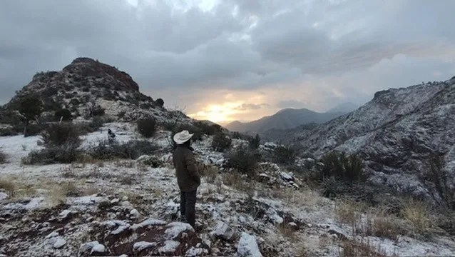 A stunning blanket of snow covers the mountain