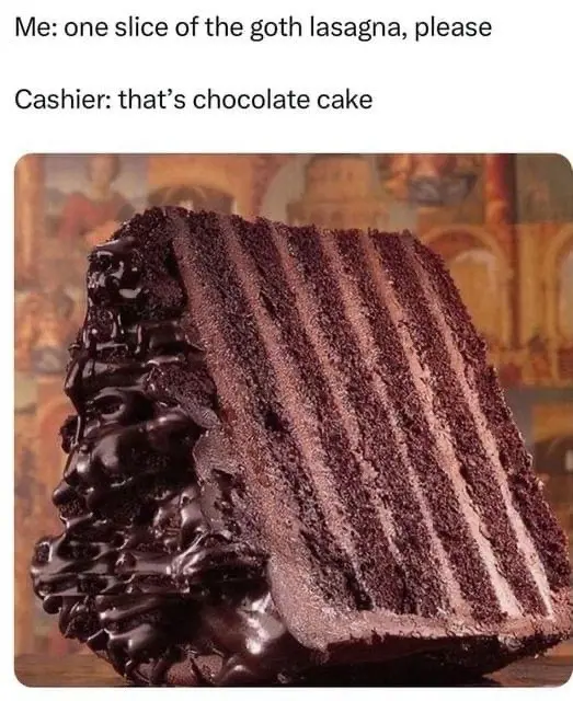 A close-up photo shows a thick slice of layered chocolate cake with glossy chocolate frosting dripping down the side. The…