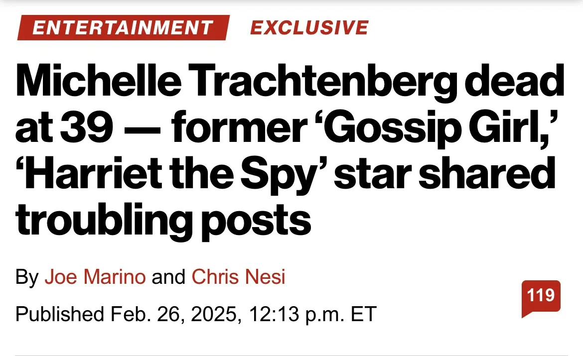 The image displays a fake news article header with 'ENTERTAINMENT EXCLUSIVE' in red at the top. The main headline reads…