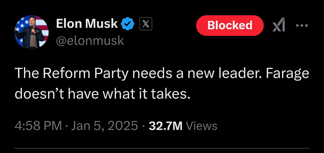 That Was Quick! Musk Critiques Farage's Leadership Aspirations for Reform UK