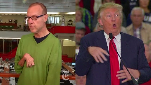 The image is a split-screen meme. On the left, a man in a green sweater and glasses looks down with a dismissive or…
