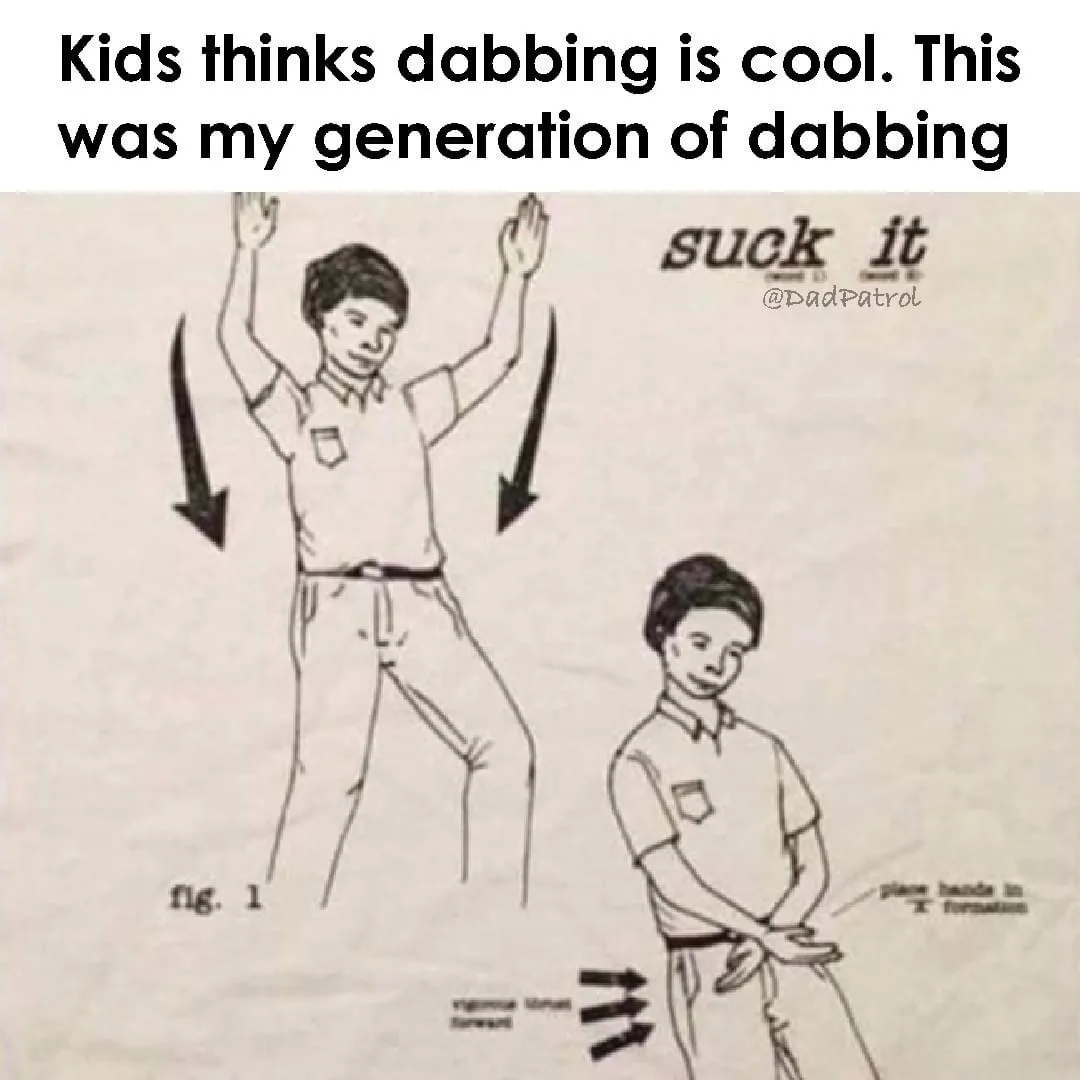 A vintage-style instructional drawing shows two boys performing a dance move. The top figure has arms raised with arrows…