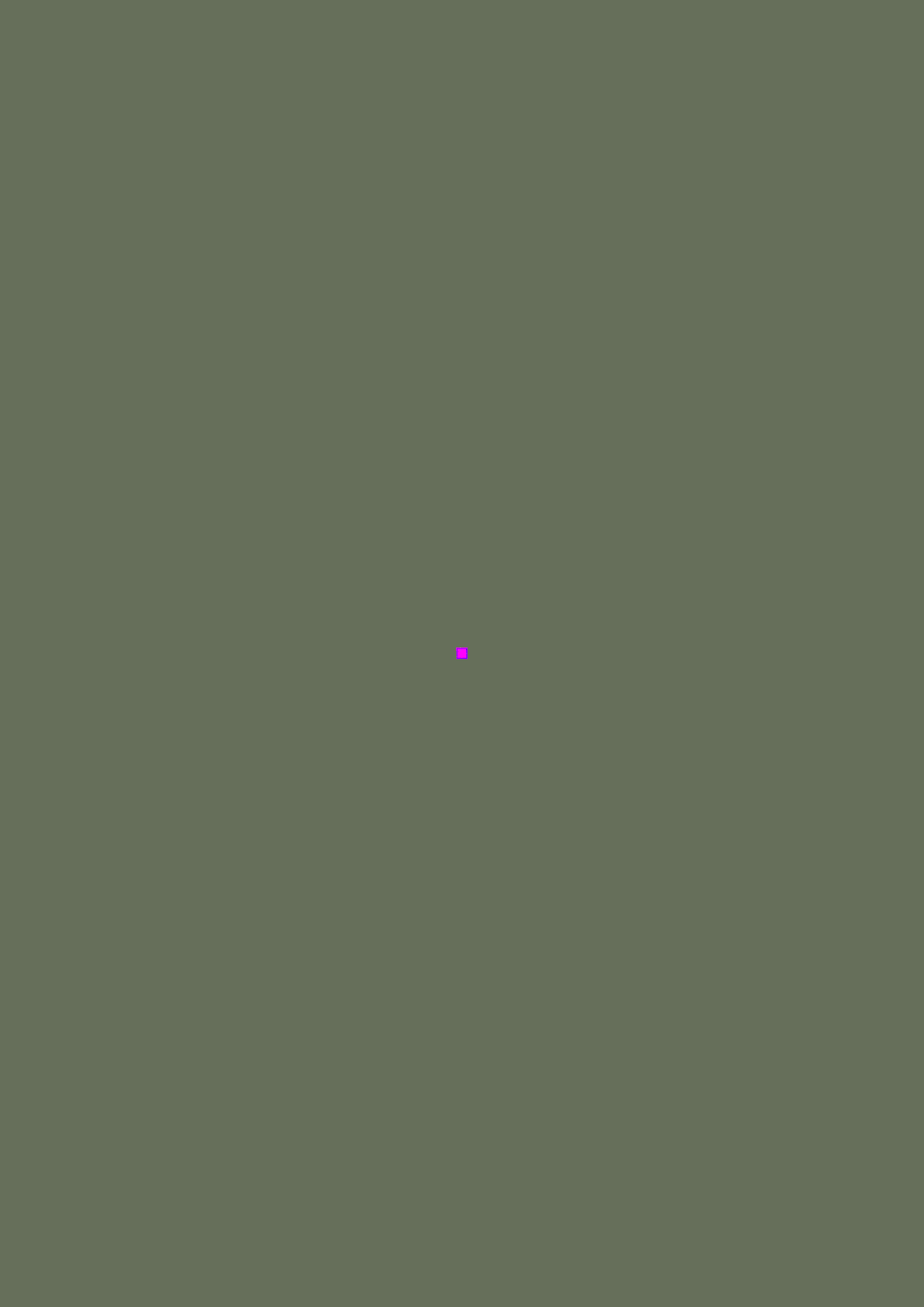 The image is a solid olive-green background with a tiny, bright magenta square centered in the middle. There is no visible…